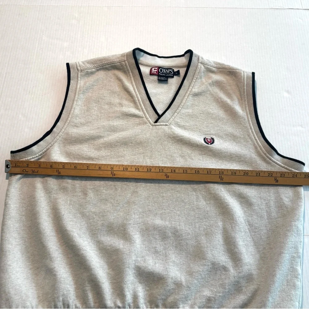 Ralph Lauren Chaps Golf Vest Fleece Lining Beige‎ V-Neck Logo Leisure Men’s L